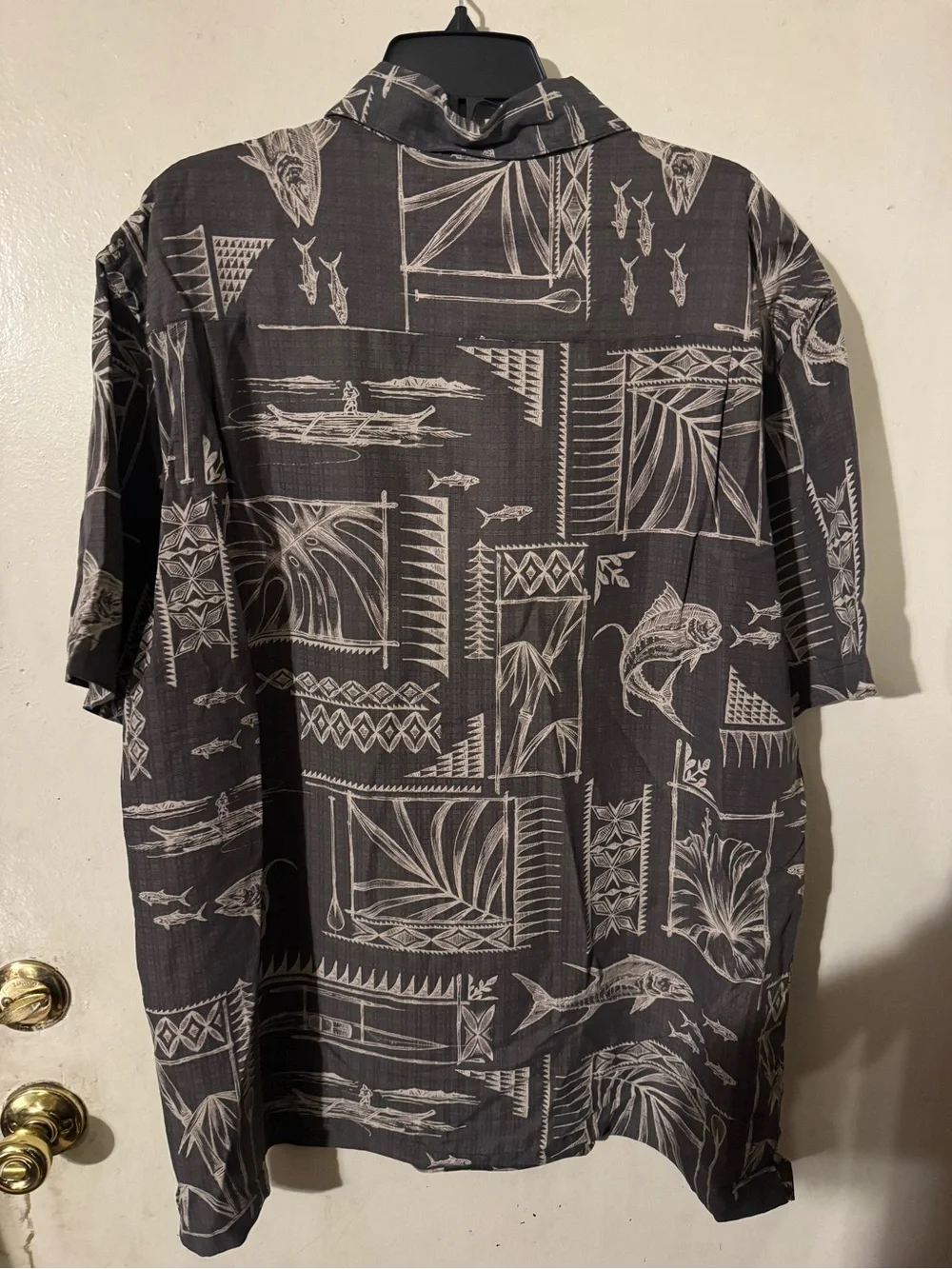 Quiksilver Charcoal Gray Printed Short-Sleeve Button-Down Shirt